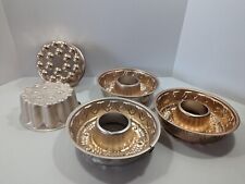 Vintage Copper Set of 6 Jell-O Molds  Lobster, Jello Rings, and Bundt Pans picture