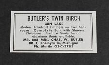 1966 Print Ad Michigan Shelbyville Butler's Twin Birch Gun Lake Chas Butler art picture