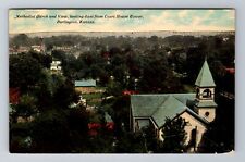 Burlington KS-Kansas, Aerial Methodist Church, Religion, Vintage Postcard picture