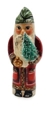 Vaillancourt Folk Art Santa Claus with Green Stripe Hat Chalkware Figurine picture