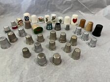 Thimble Assorted Lot of 37 Thimbles Metal, Plastic, Wood, Ceramic, MOP, Germany picture