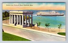Plymouth MA-Massachusetts, Portico Over Plymouth Rock Vintage Souvenir Postcard picture