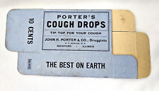 Porters Cough Drops Box John R Porter Druggist Rockford Illinois Antique 10 Cent picture