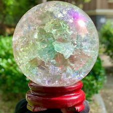 1.39LB    Natural Titanium Rainbow Quartz sphere Crystal ball Healing picture