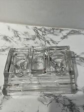 Antique Glass Desk Caddy, Inkwell Art Deco  Double Ink Well Pen Holder picture