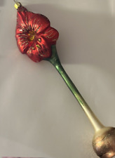 HTF VINTAGE Smith & Hawken RED AMARYLLIS Glass Flower Bulb Christmas Ornament picture