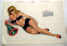 Original October 1950 Al Moore Pinup Calendar Page Blond in Mask picture