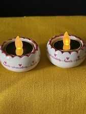 Candle Holder Set White Barn Porcelain-Chocolate, hearts, roses picture