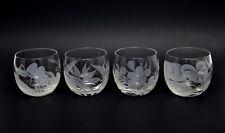 VTG Frank Oda Arts Hawaii Etched Tropical Flower Personalized Cocktail Glasses picture