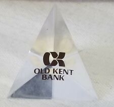 RARE Old Kent Bank & Trust Grand Rapids, Michigan Acrylic Pyramid paperweight  picture
