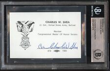 Charles W. Shea d1994 signed autograph Army WWII MOH Business Card BAS Slabbed picture