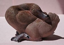 Vintage Chinese Shiwan Duck Clay Pottery Figurine  picture