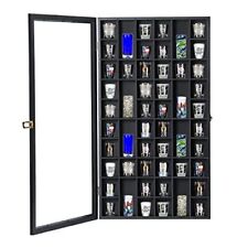 Shot Glass Display Case Large Wooden Cabinet Rack Holder Wall Mounted Black S... picture