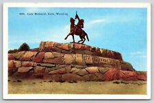 Cody WY-Wyoming, Buffalo Bill The Scout Bronze Statue Memorial, Vintage Postcard picture