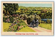 c1940's Greetings From Gravette Carriage Scene Arkansas AR Unposted Postcard picture
