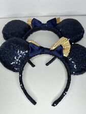 Disney parks blue and gold sequin Set Of Two Authentic Mickey Ears picture