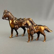 Vintage Copper Colored Metal Western Horse Figurines Lot of 2 picture
