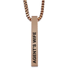 Agent's Wife Rose Gold Plated Pillar Bar Pendant Necklace Gift Mother's Day Chri picture