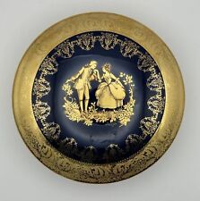 Exquisite Limoges France Porcelain Trinket Box with Gold and Blue Design picture