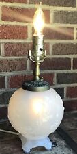 Vintage Aladdin G63 White Moonstone Floral Electric Table Lamp w/Nightlight Read picture