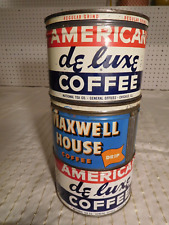 2 American De Luxe & 1 Maxwell House Decorative Coffee Tins ~ All Same Size picture