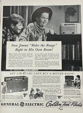 Rare 1941 Original Vintage General Electric Golden Radio Cowboy Western AD picture
