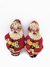 Vintage Stuffed Santa Claus Pair Stuffed Fabric Christmas Decorations picture