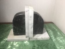 Vintage Art Deco Black Gray White Polished Marble Arch Bookends Book Ends  picture