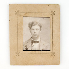Adorable Named Young Man Photo c1892 Antique Small Card-Mounted Portrait D1790 picture