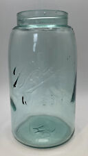Vintage Aqua Blue Glass Ball Mason 1 Qt. Jar H on Bottom Small Mouth picture