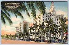 1940-50's HOTELS EVERGLADES COLONIAL COLUMBUS MIAMI FL VINTAGE LINEN POSTCARD picture