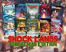 x10 Shock Lands Christmas Edition - High Quality Altered Art Custom Cards picture