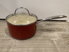 Food Network Red 2.5 Quart Covered Sauce Pan With Lid Cooking Pot NICE CONDITION picture