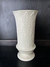 Lenox Acanthus Leaf Vase Cream Gold Trim Embossed Porcelain 9.5