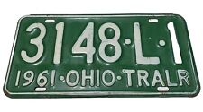 Vintage  1961 - Ohio Trailer License Plate - Original, Green,  Plate # 3148-L-1. picture
