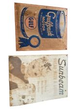 Vintage Metal Sign Gulf Pride Motor Oil Sunbeam Bread picture