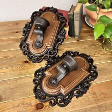 Vintage Gothic Victorian Syroco Wall Candle Holder Sconces Set Hanging #4109 picture
