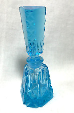 Vintage Clear Blue Cut Glass Perfume Bottle & Stopper picture