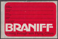 Braniff Airlines airline baggage ID sticker unused orange Flying Colors 1975 picture