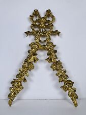 VTG French Louis XV Style Gilded Bronze Brass Ribbon Bow Floral Wall Hanging picture