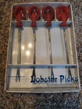 2004 Boston Warehouse Set of 4 Stainless Steel Lobster Picks picture