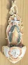 Porcelain Bisque Holy Water Font Mary Hand Painted 6.5” X 3.25” Vintage picture