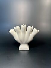 Vintage MCM Miniature Leart footed five 5 Finger White Tulip Bud Vase Rare #304 picture