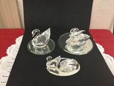 Retired Signed Swarovski Crystal Mix Lot of Swans w/ Mirrors picture