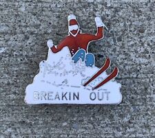 vintage ski pin skiing skier snow ski enamel Breakin Out picture