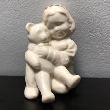 Lenox Girl Holding Teddy Bear China Jewels Collection Gold Porcelain Figurine picture