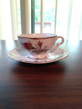 Vintage Demitasse Teacup & Saucer with Pink Roses made in Japan picture