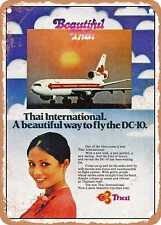 METAL SIGN - 1975 Beautiful Thai International Way to Fly the DC-10 picture