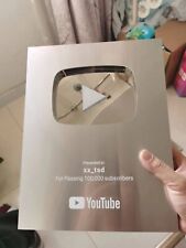 YouTube Gold + Silver Play Button golden award plaque paperweight metal Japan picture