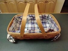 Longaberger 2000 Small Pantry Basket with Double handles Plaid Liner & Protector picture